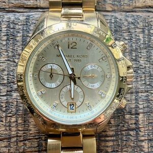 Michael Kors Gold-Tone Crystal Accent Chronograph Watch